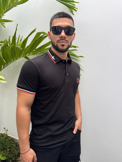 Polo Negra Cuello Cruzado – Diseño Exclusivo en Algodón Pima | Buh