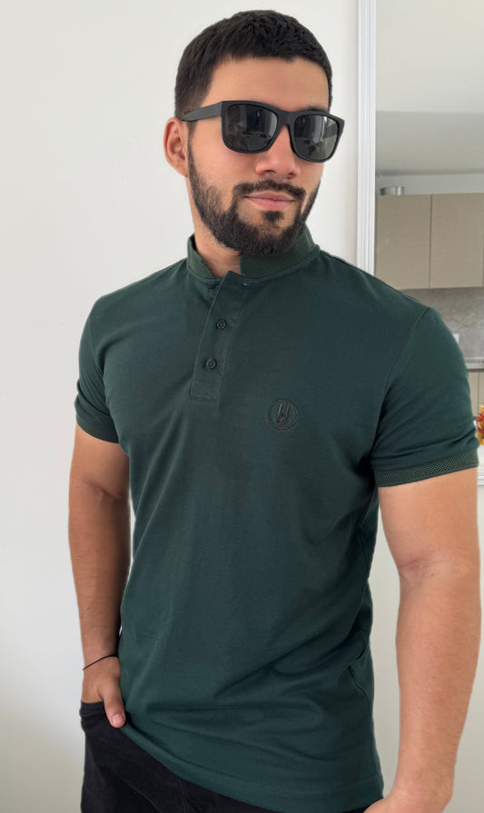 Polo cuello Mao Verde Militar