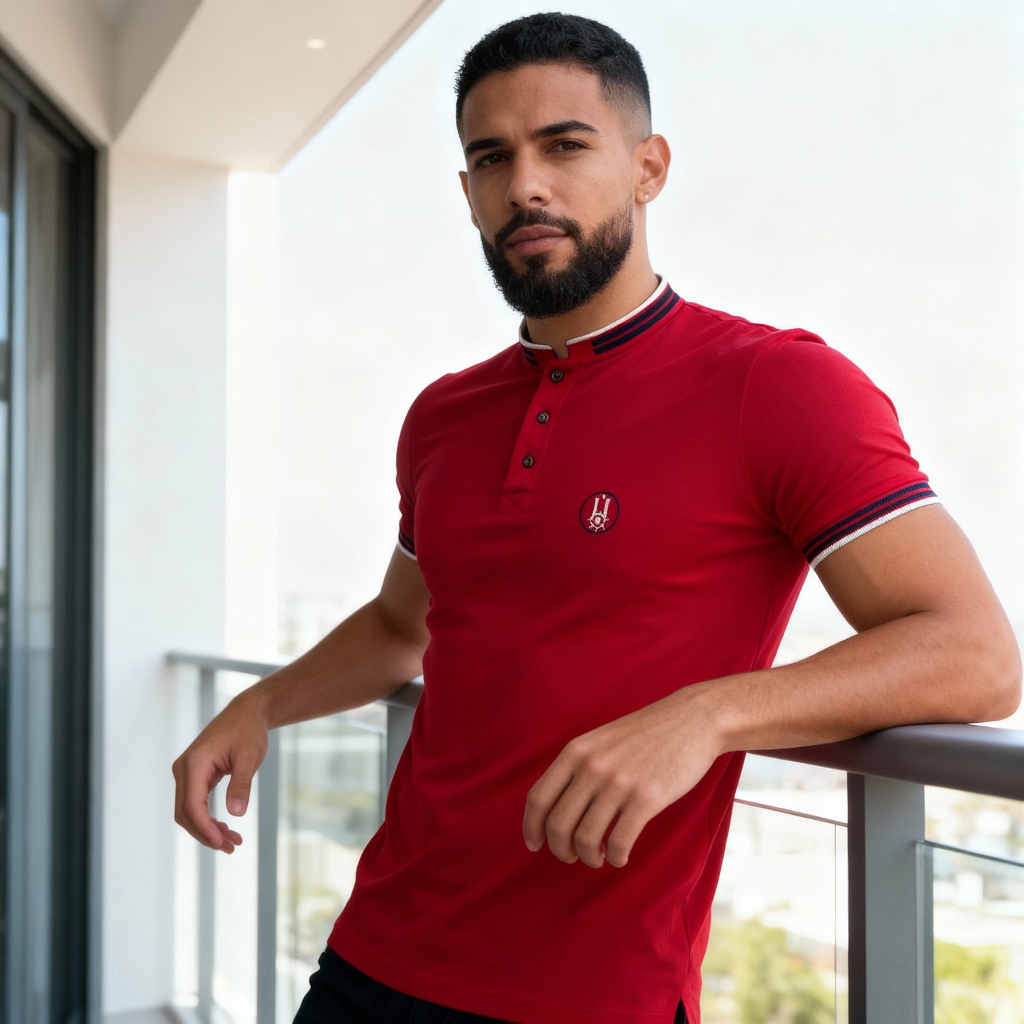 Polo Roja Cuello  Mao