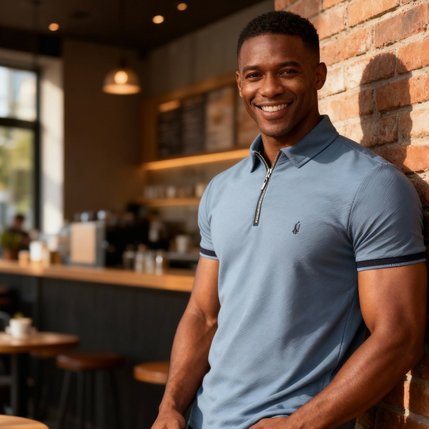 Polo Azul con Cierre