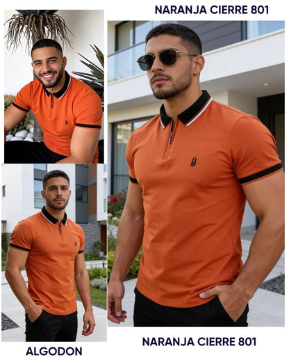 Polo Caballero Cuello y Puños Contraste