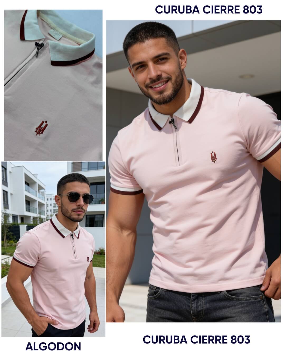 Polo Caballero Cuello y Puños Contraste