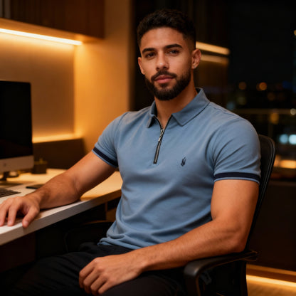 Polo Azul con Cierre