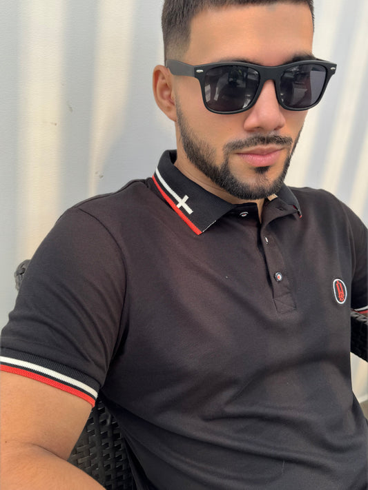 Polo Negra Cuello Cruzado – Diseño Exclusivo en Algodón Pima | Buh