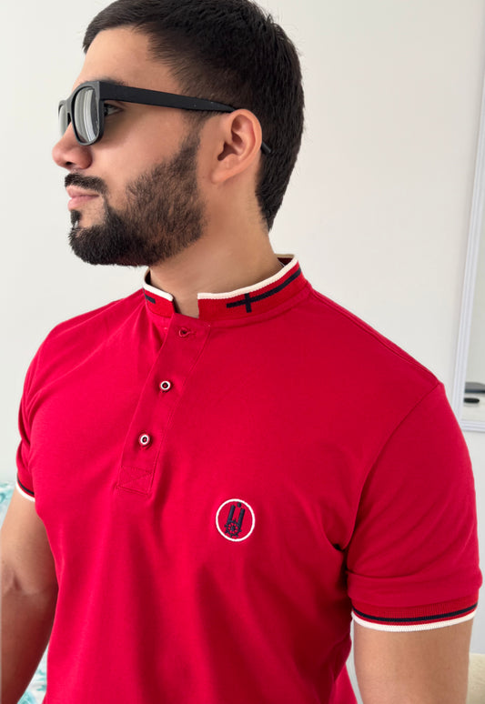 Polo cuello Mao pique Roja peruano 100% algodón