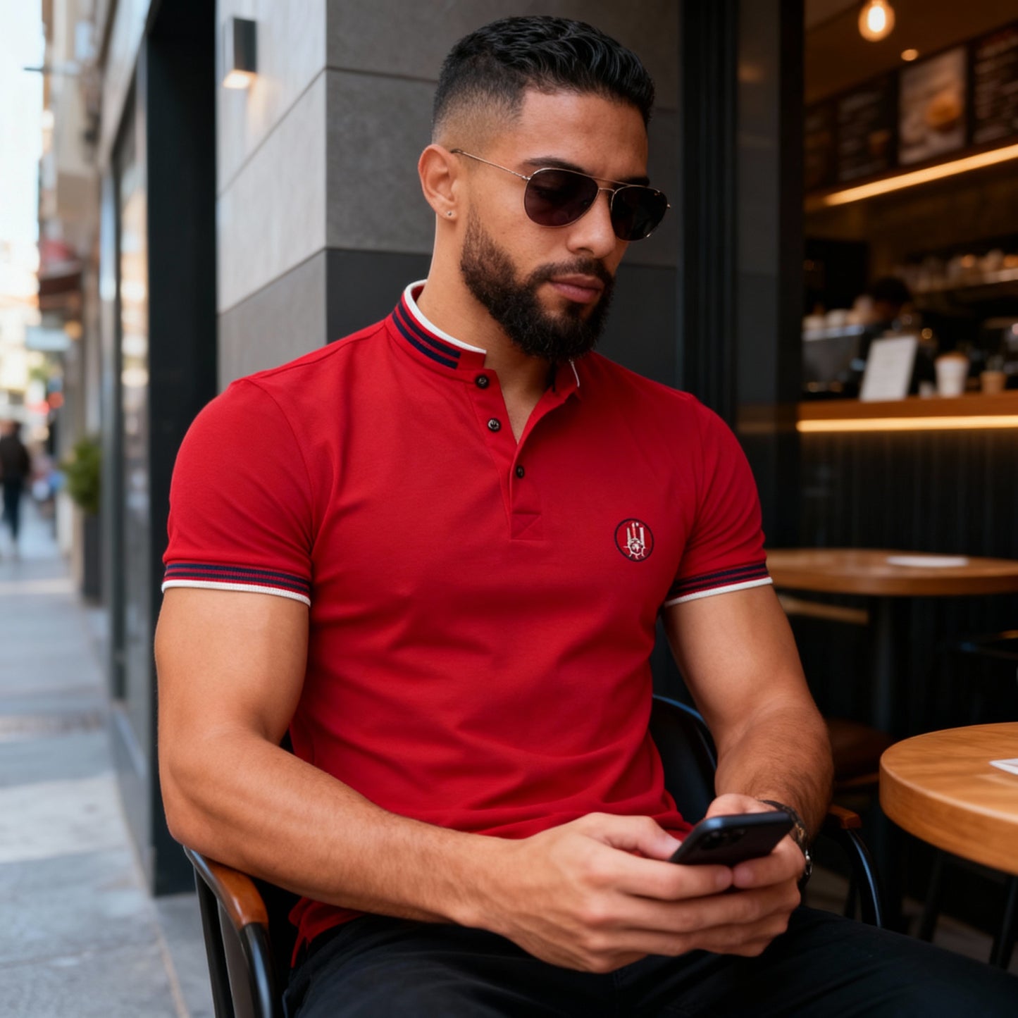 Polo Roja Cuello  Mao